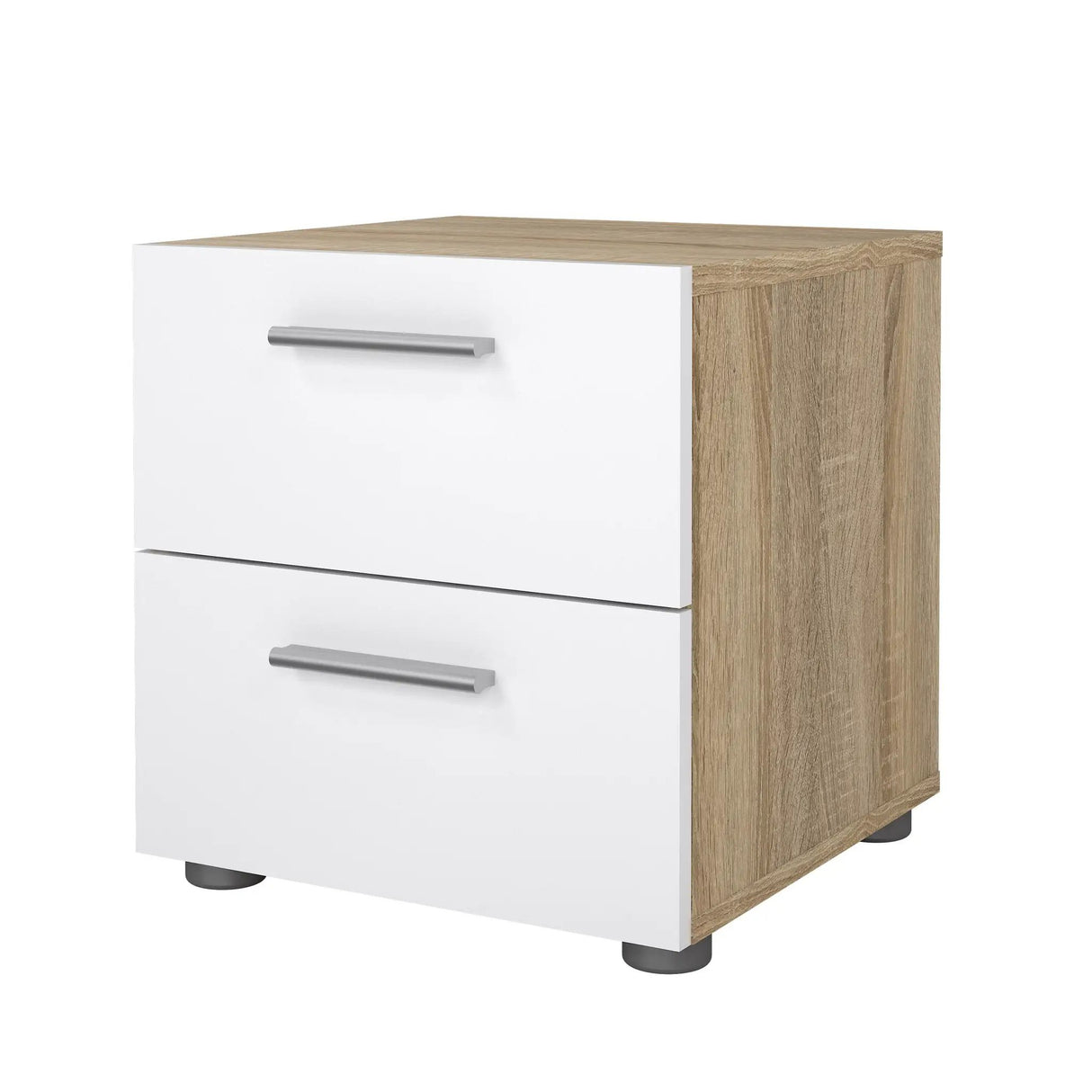 Pepe Sengbord m. 2 skuffer, 40x40x42, Eg-look/Hvid - Unoliving.com