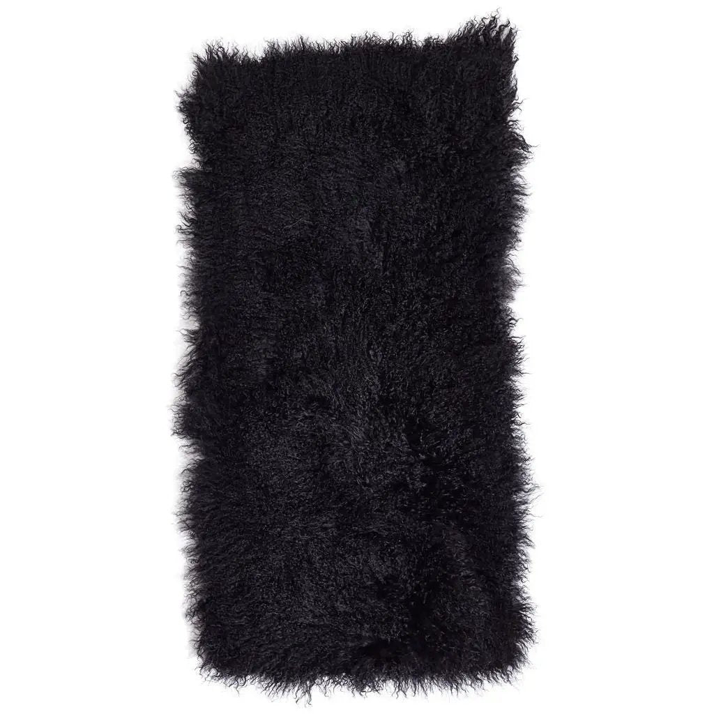 Plaid af tibetansk lammeskind, Premium, 60x120, Sort
