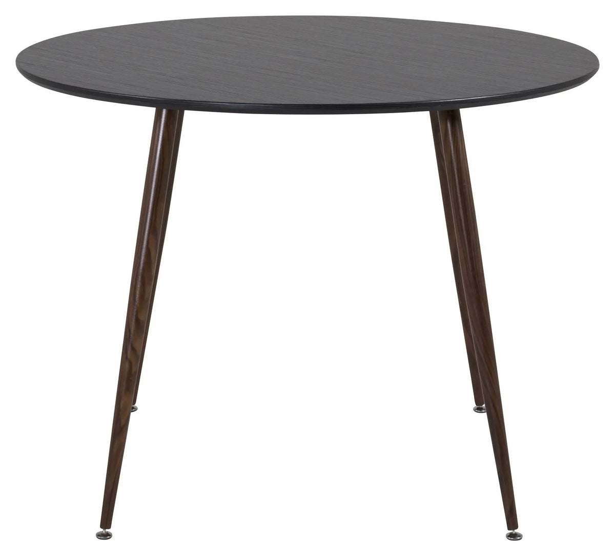 Plaza Spisebord, Sort m. valnød metal ben, Ø100