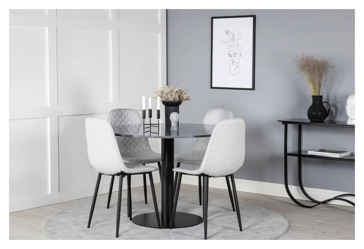 Polar Diamond Spisebordsstol, Grå, Sorte metalben - Unoliving.com