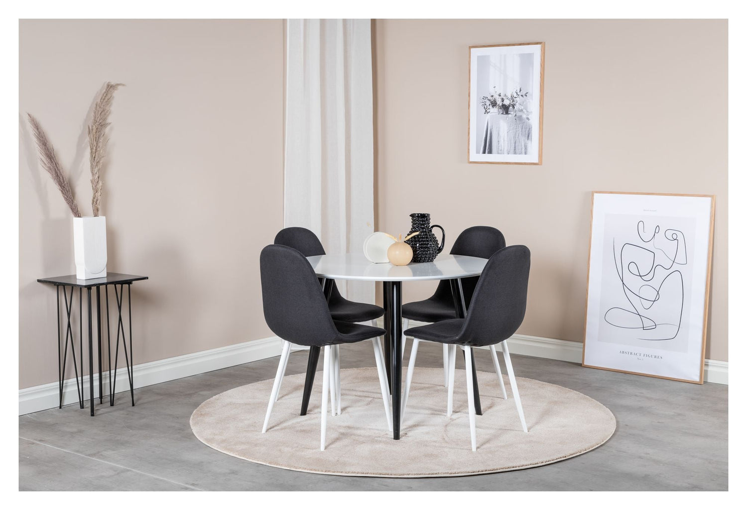 Polar Spisebordsstol, Sort, Hvide metalben - Unoliving.com