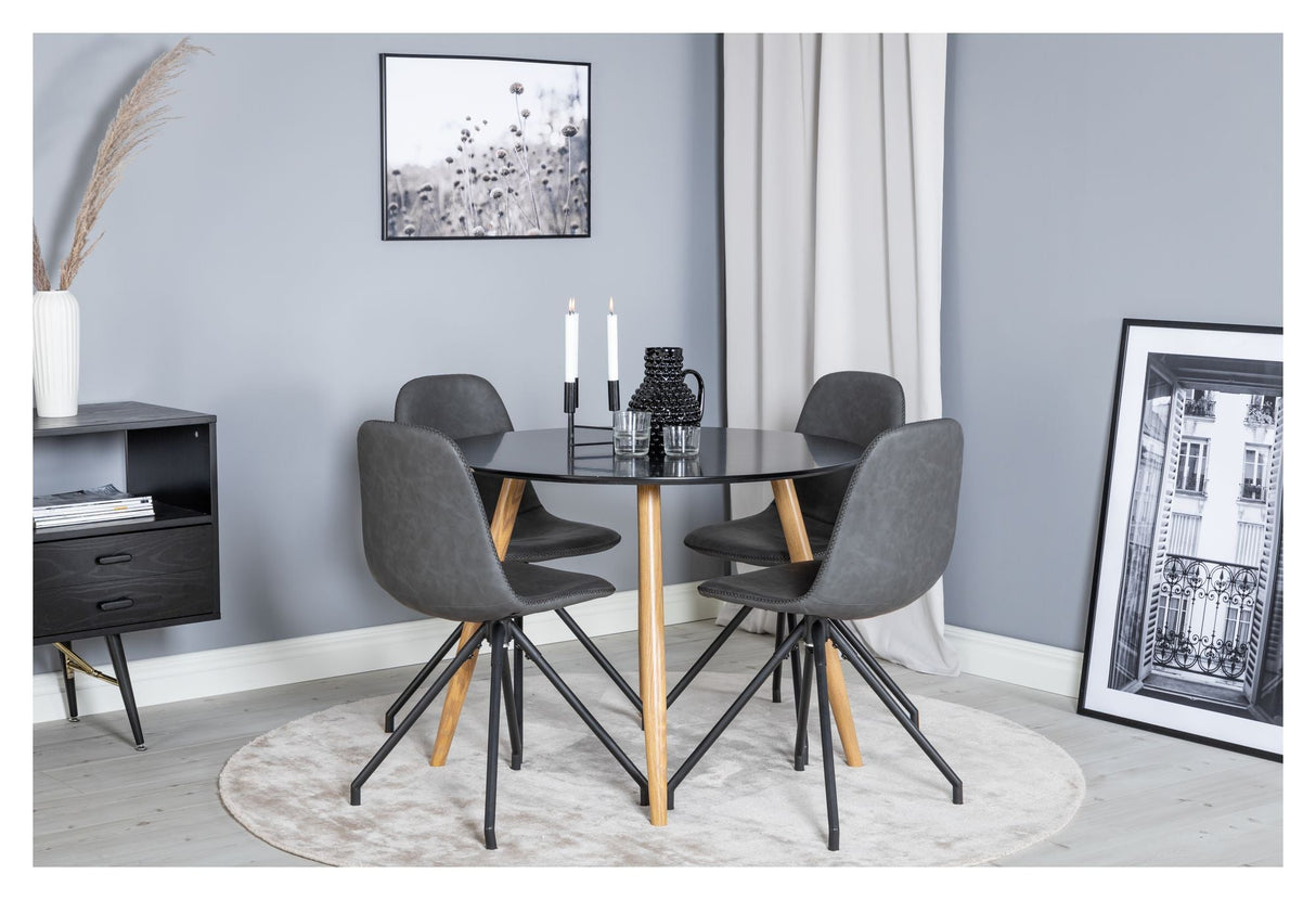 Polar Spisebordsstol m. drej, Sort PU, Sorte metalben - Unoliving.com