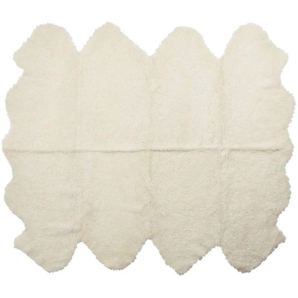 Premium kort krøllet Lammeskind fra NZ 180x214 - Ivory