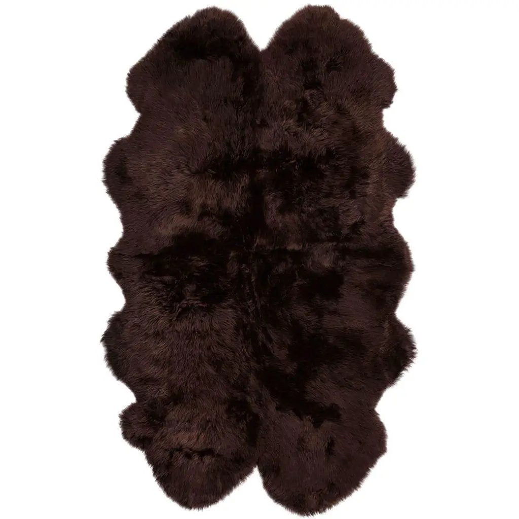 Premium langhåret Lammeskind fra NZ 180x110 - Chocolate