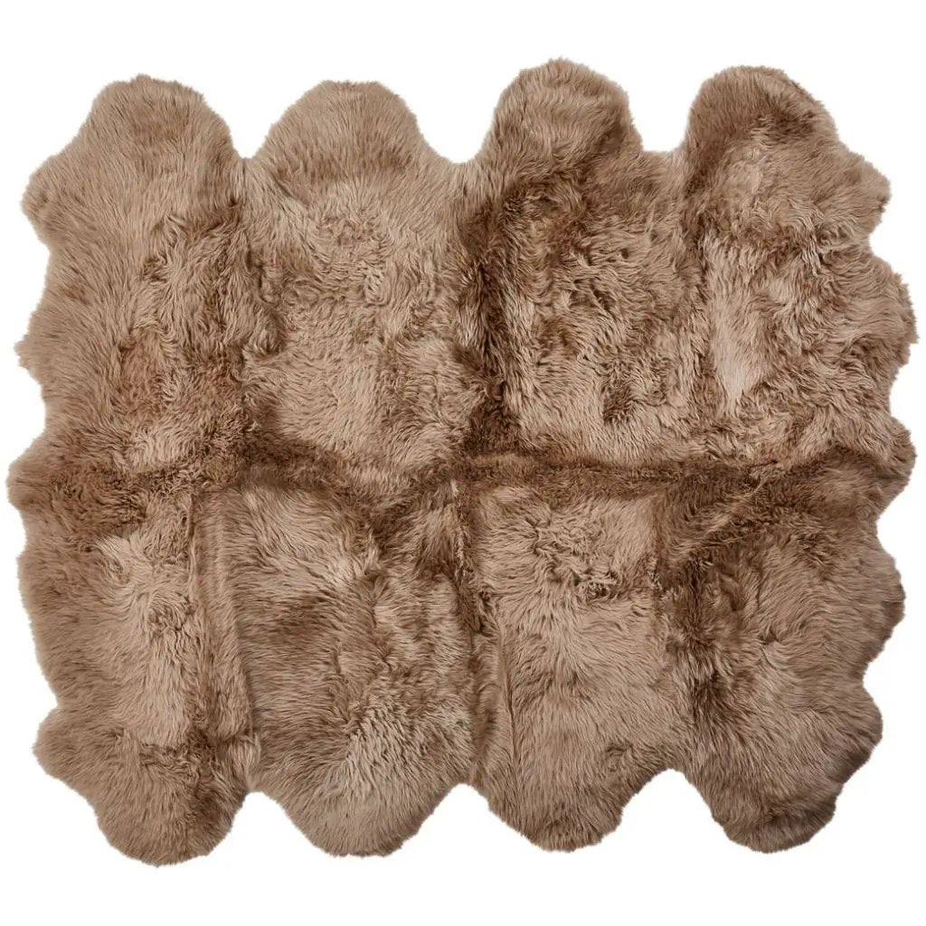 Premium langhåret Lammeskind fra NZ 180x214 - Taupe