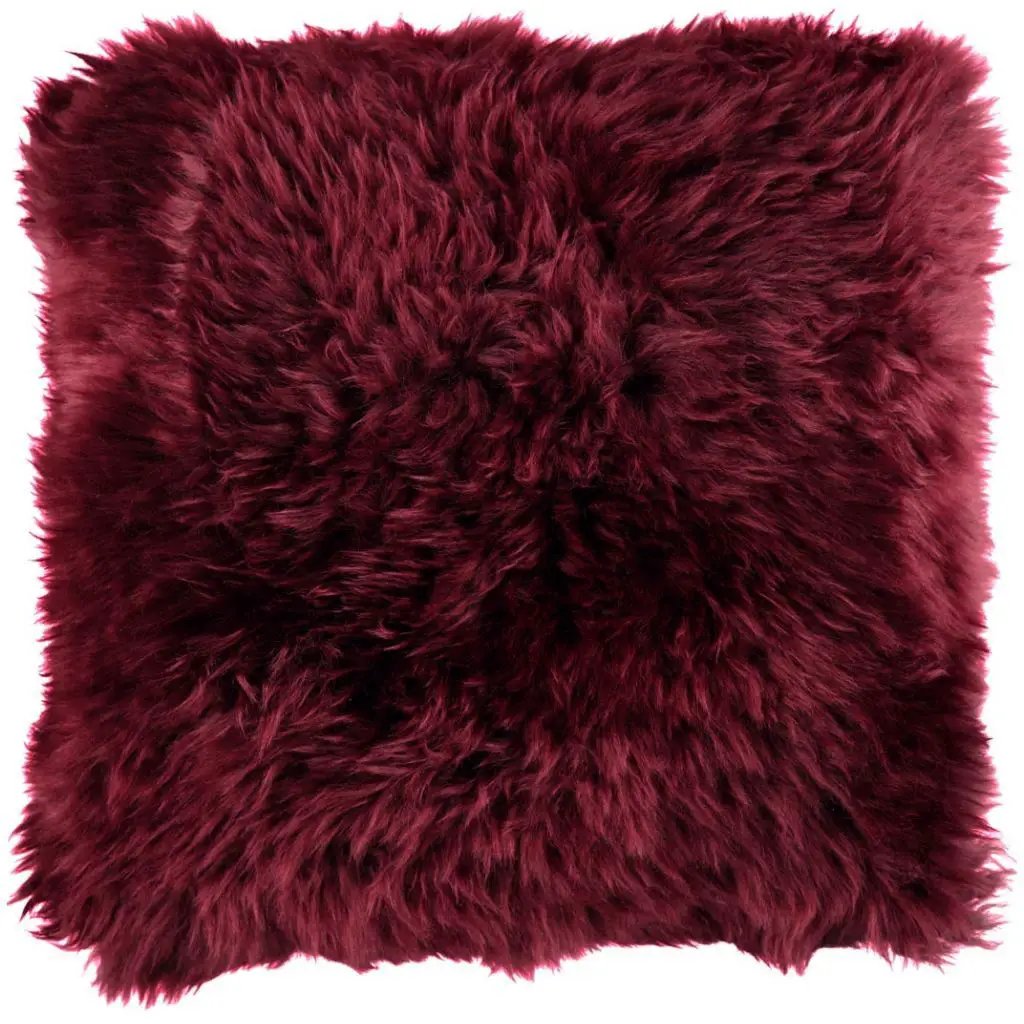 Pude, Langhåret NZ Lammeskind, 35x35, Burgundy