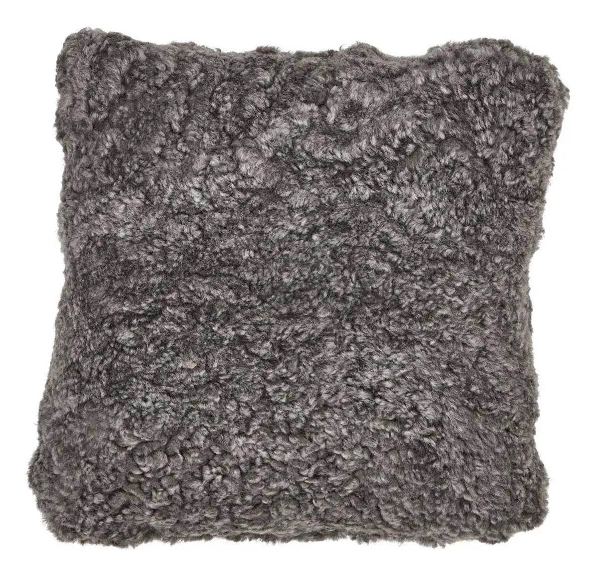 Pude af Premium NZ krøllet lammeskind - Graphite, 40x40