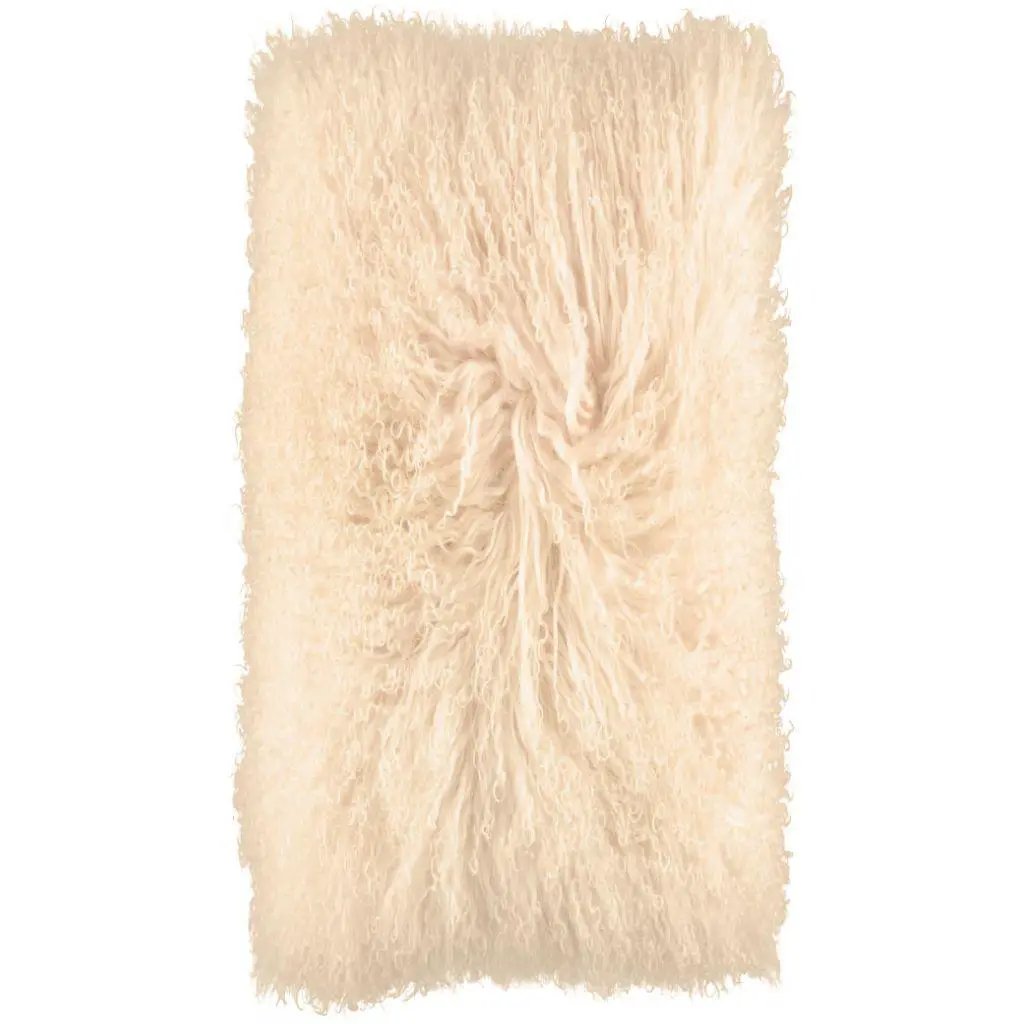 Pude af tibetansk lammeskind, 28x56, Light honey