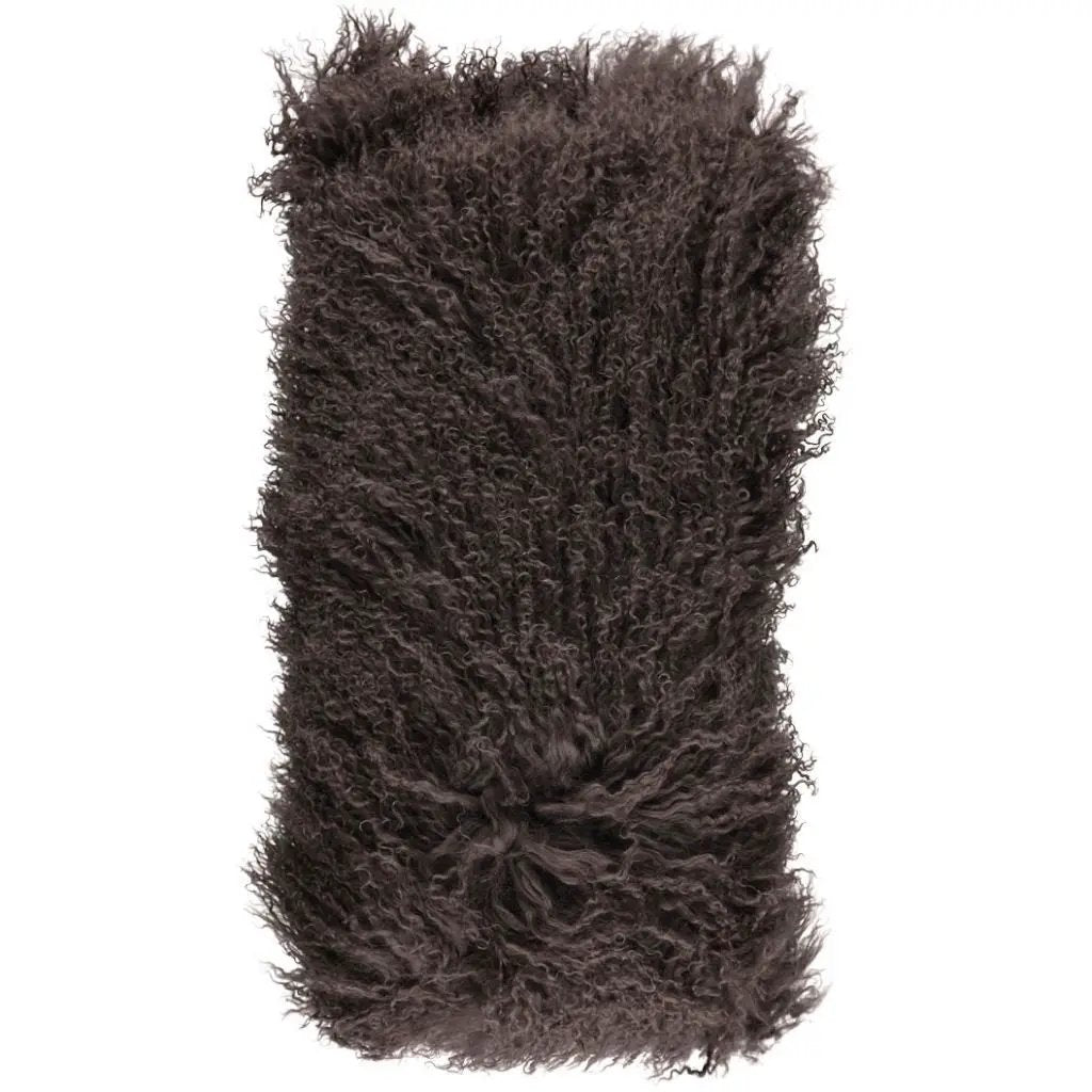 Pude af tibetansk lammeskind, 28x56, Taupe