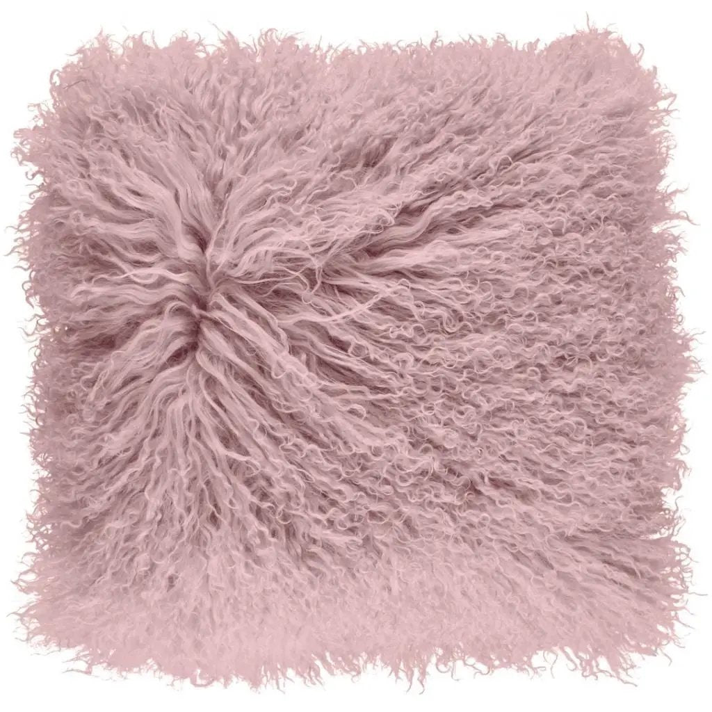 Pude af tibetansk lammeskind, 40x40, Rosa
