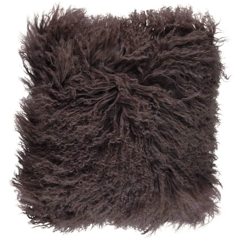 Pude af tibetansk lammeskind, 40x40, Taupe