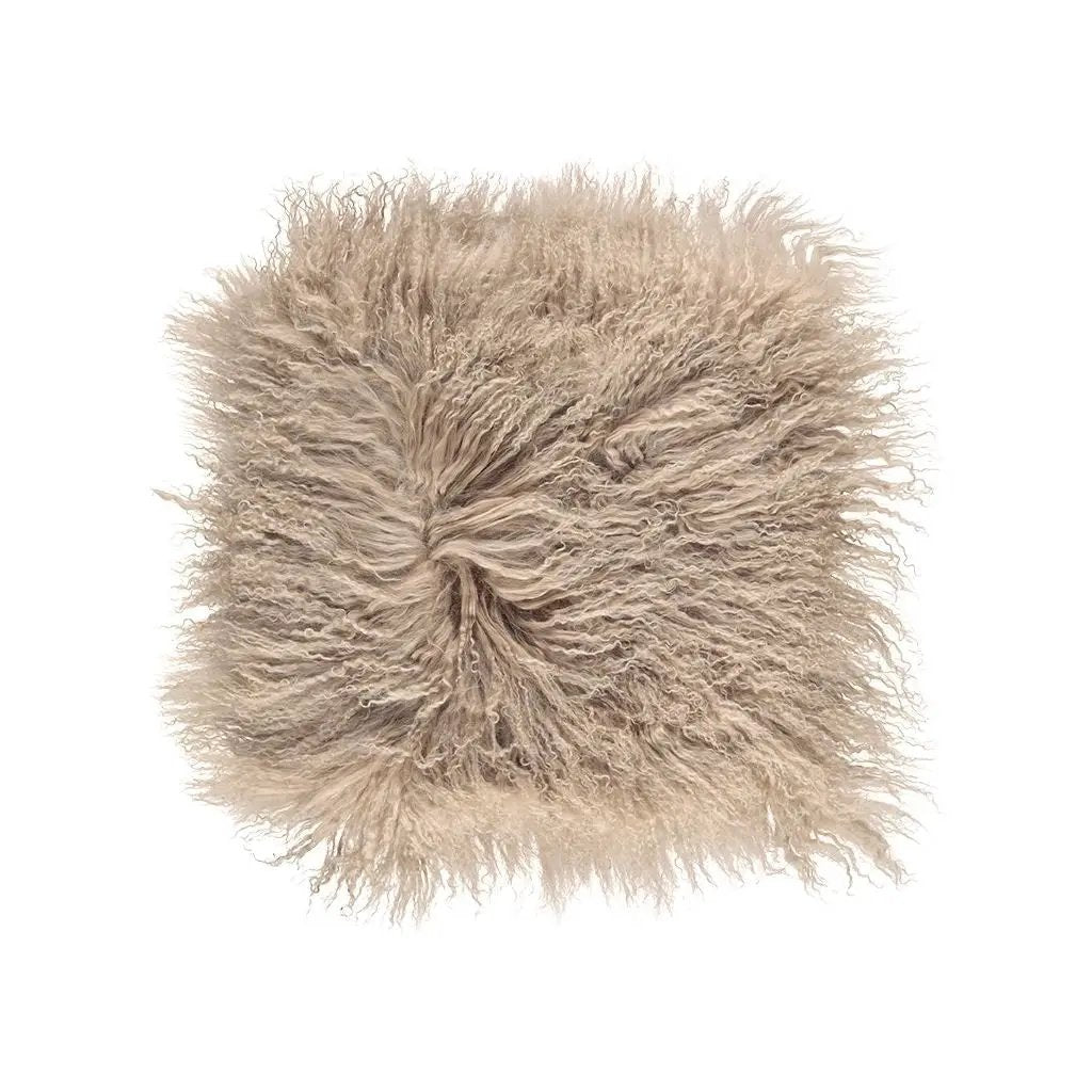 Pude af tibetansk lammeskind, 40x40, Warm Sand