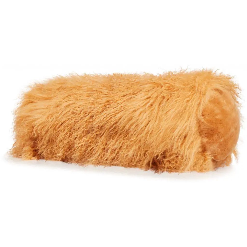 Pude, tibetansk lammeskind, Ø20, Imperial Yellow