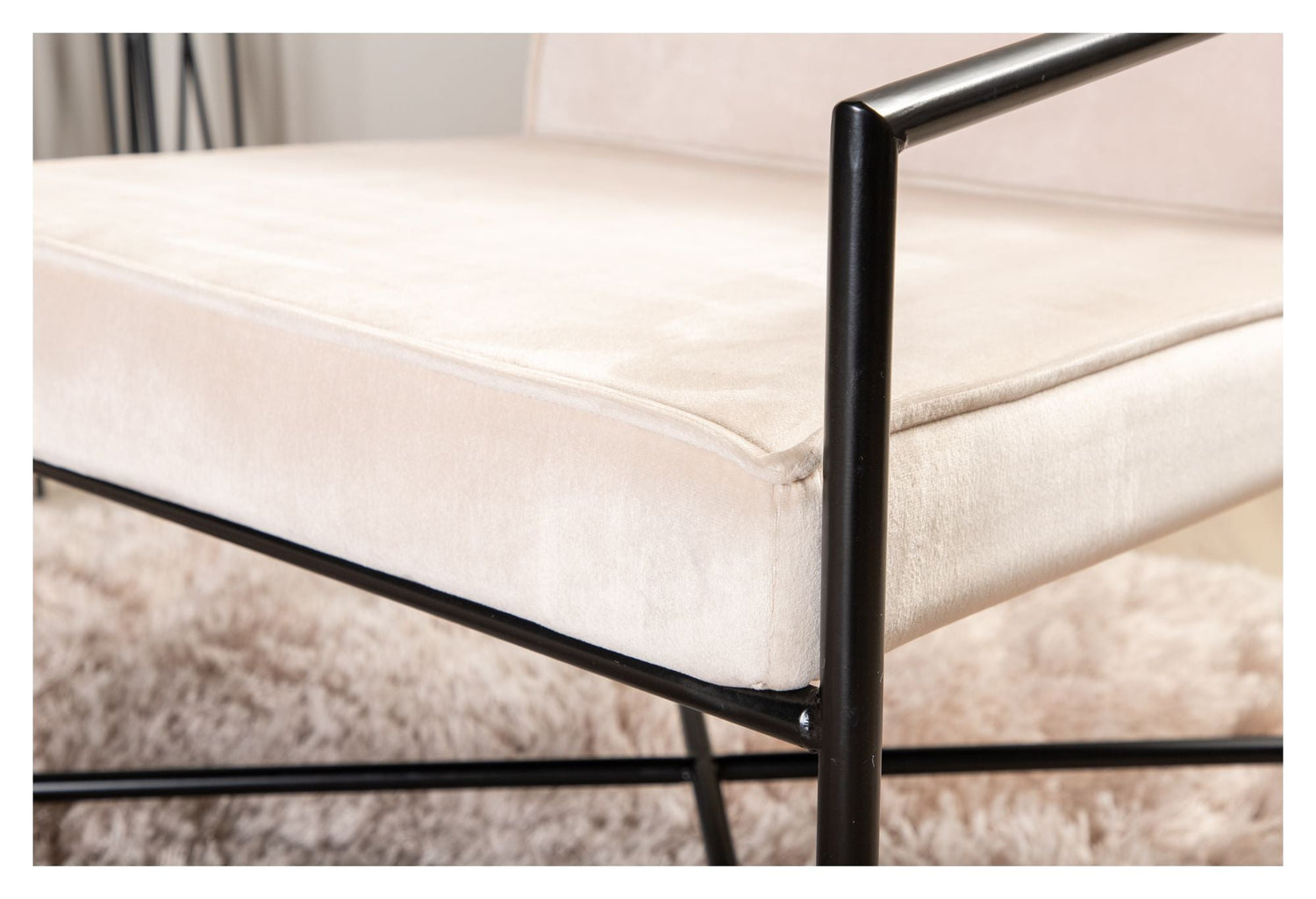 Rakel Loungestol, Beige Velour - Unoliving.com