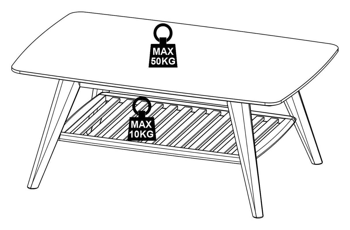 Rho Sofabord m. hylde - Egefinér, 110x70
