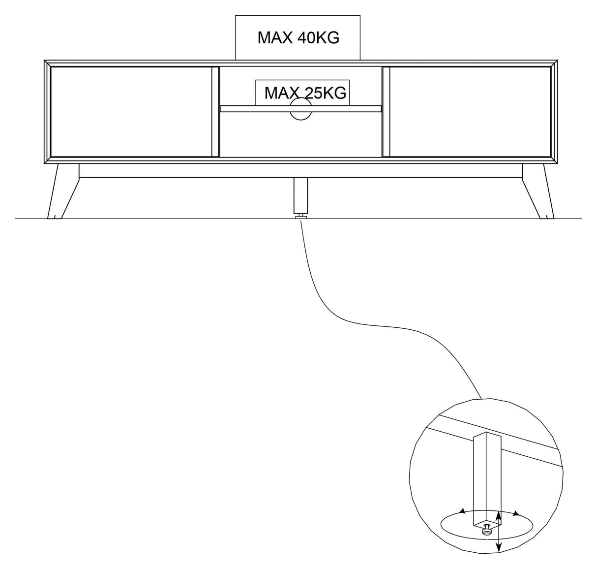 Rho Tvbord m. 2 låger - Egefinér, B150