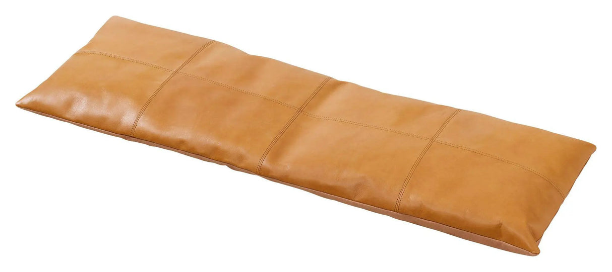 Rib Bænk Bambus med Lysebrun læderhynde, B: 104cm - Unoliving.com