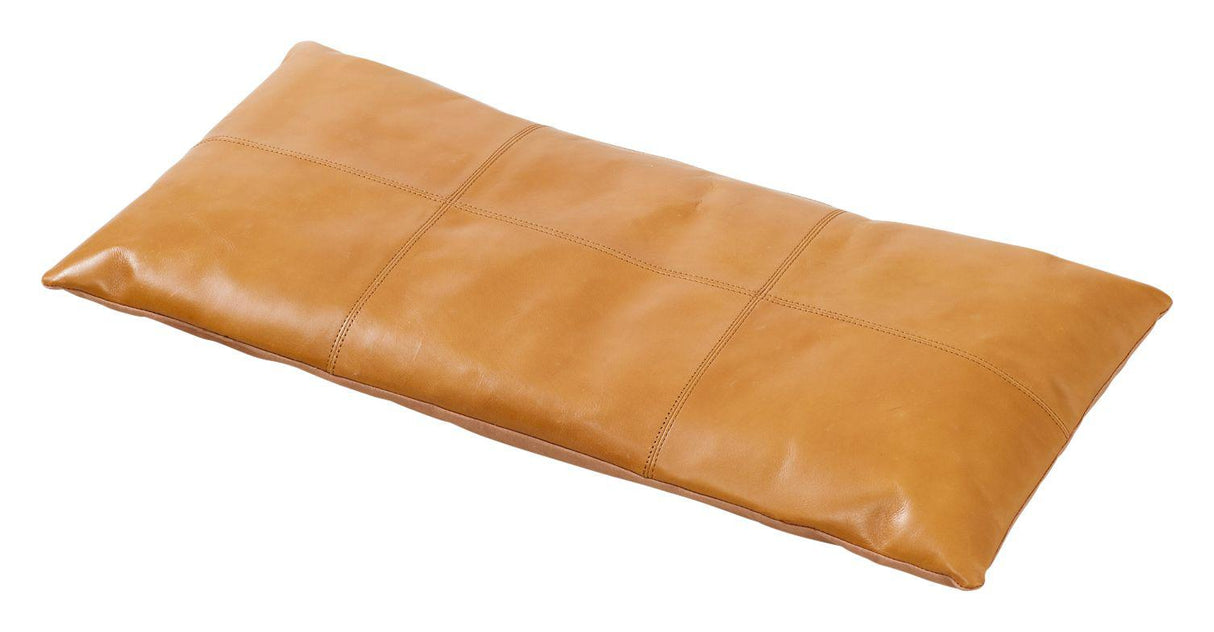 Rib Bænk Bambus med Lysebrun læderhynde, B: 73cm - Unoliving.com