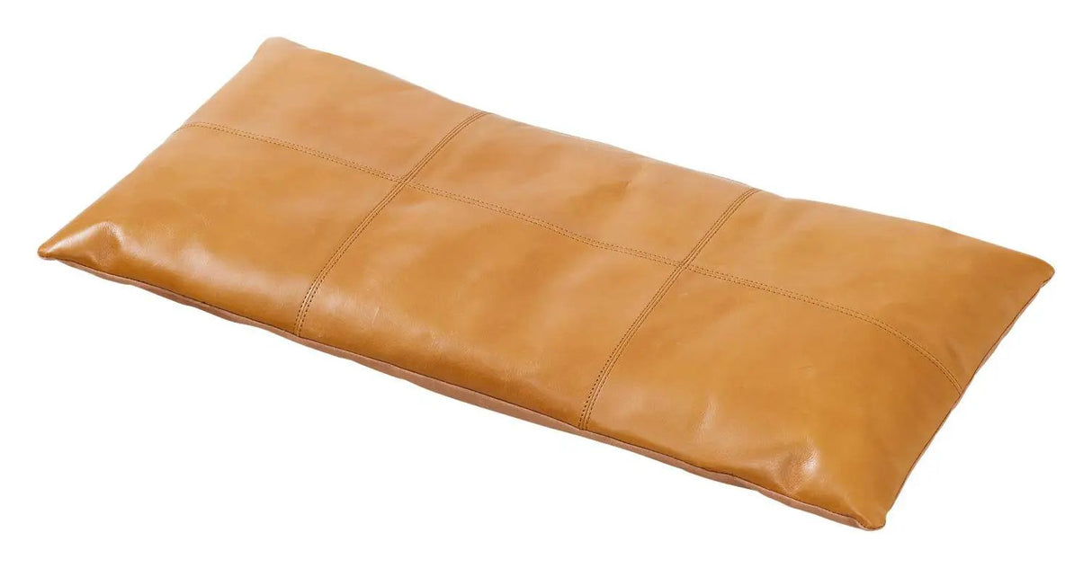 Rib Bænk Bambus med Lysebrun læderhynde, B: 73cm - Unoliving.com