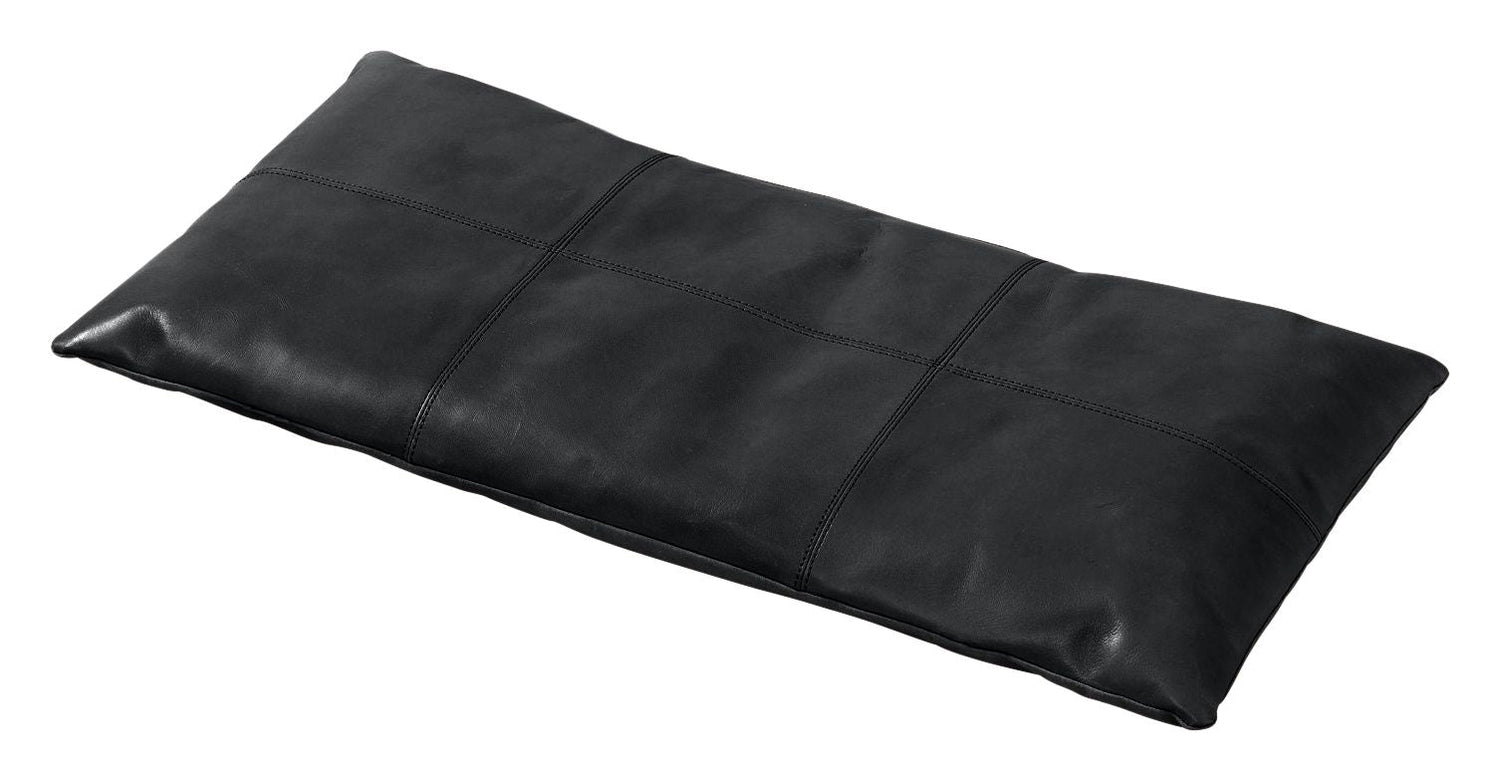 Rib Bænk Bambus med Sort læderhynde, B: 73cm - Unoliving.com