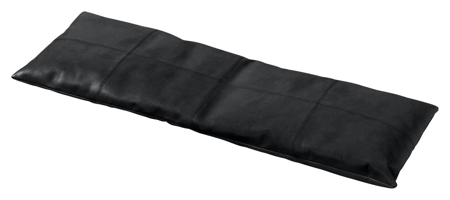 Rib Bænk Mat Sort Mahogni med Sort læderhynde, B: 104cm - Unoliving.com