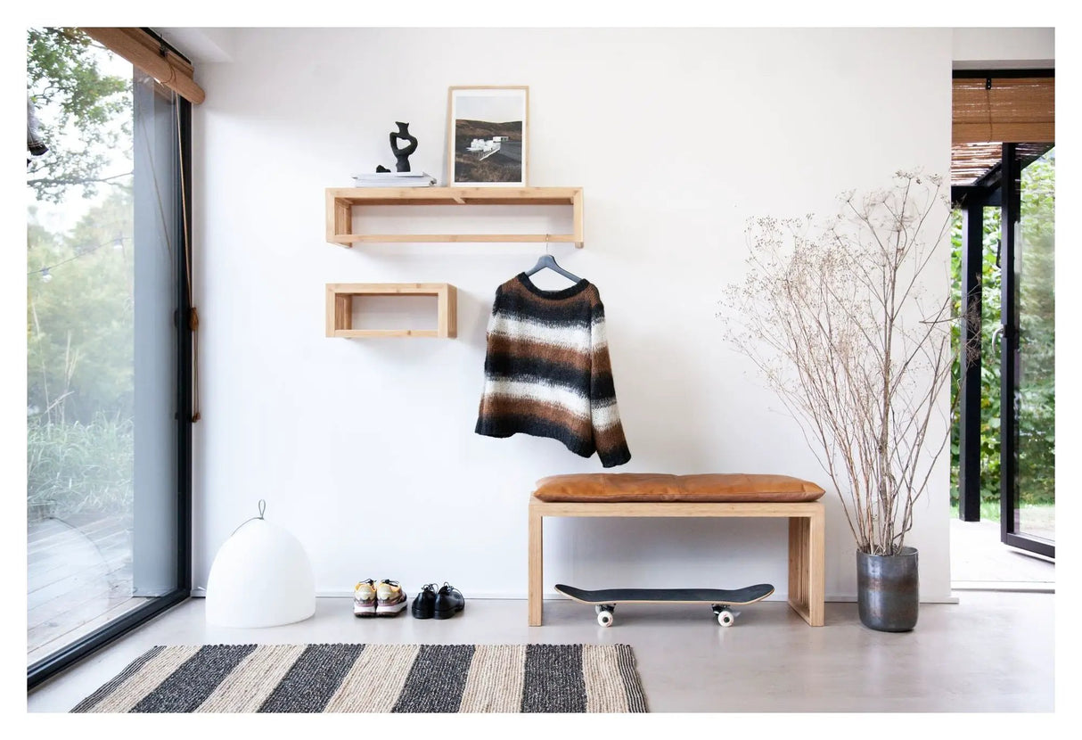 Rib garderobehylde lille, vertikal karb, Bambus, B:45cm - Unoliving.com