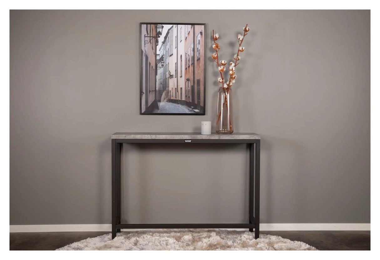 Rise Sidebord - Beton-look/Sorte Metalben, 110x30