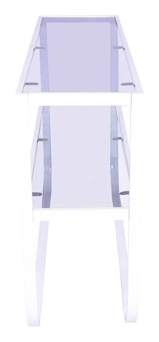 Rocker Sidebord - Røgfarvet Grå Glastop/Hvid, 110x30 - Unoliving.com