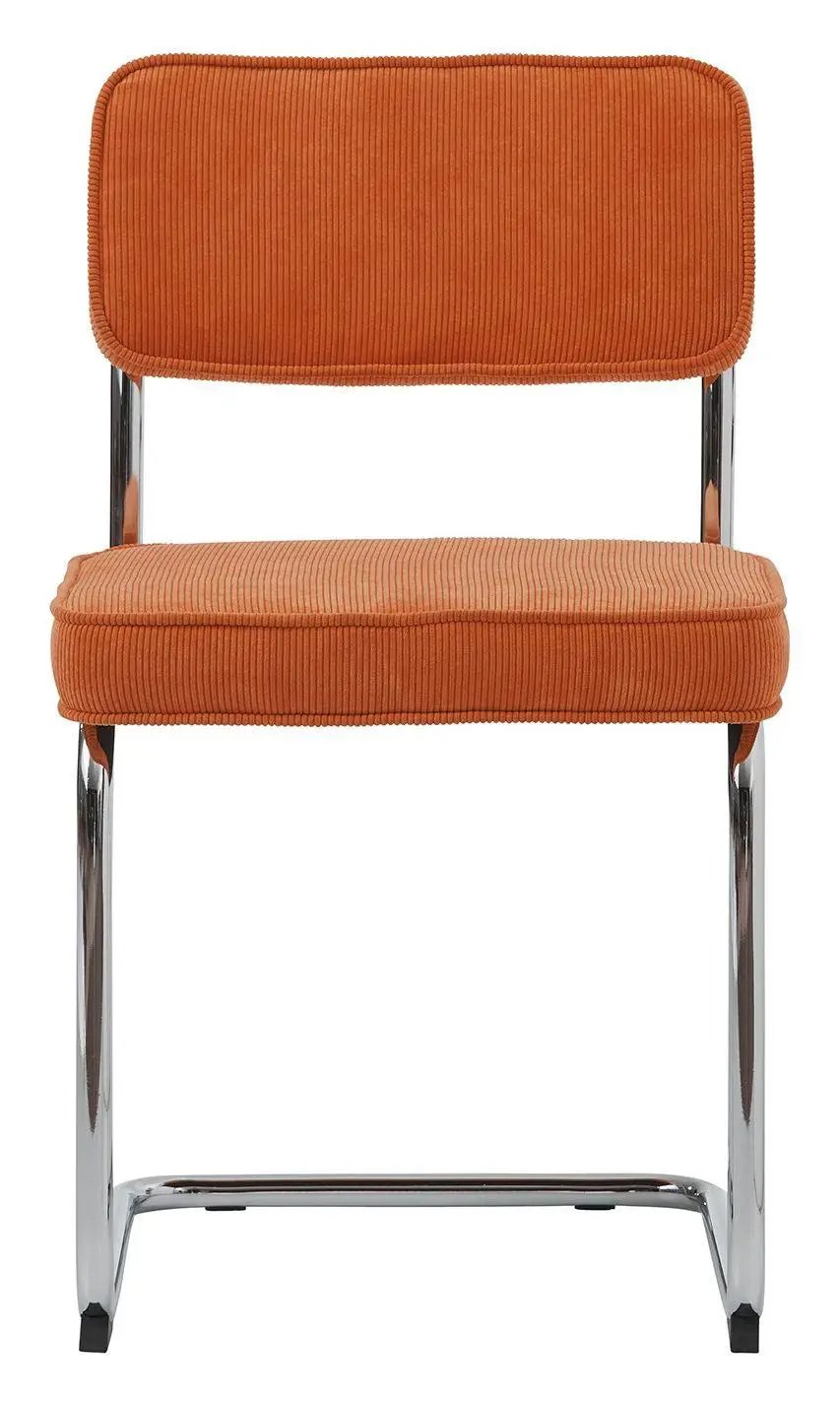 Rupert Spisebordsstol - Orange Fløjl/Krom - Unoliving.com