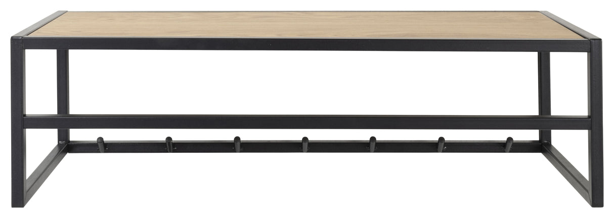 Seaford, Knagerække 77x28x22cm- sort/eg - Unoliving.com