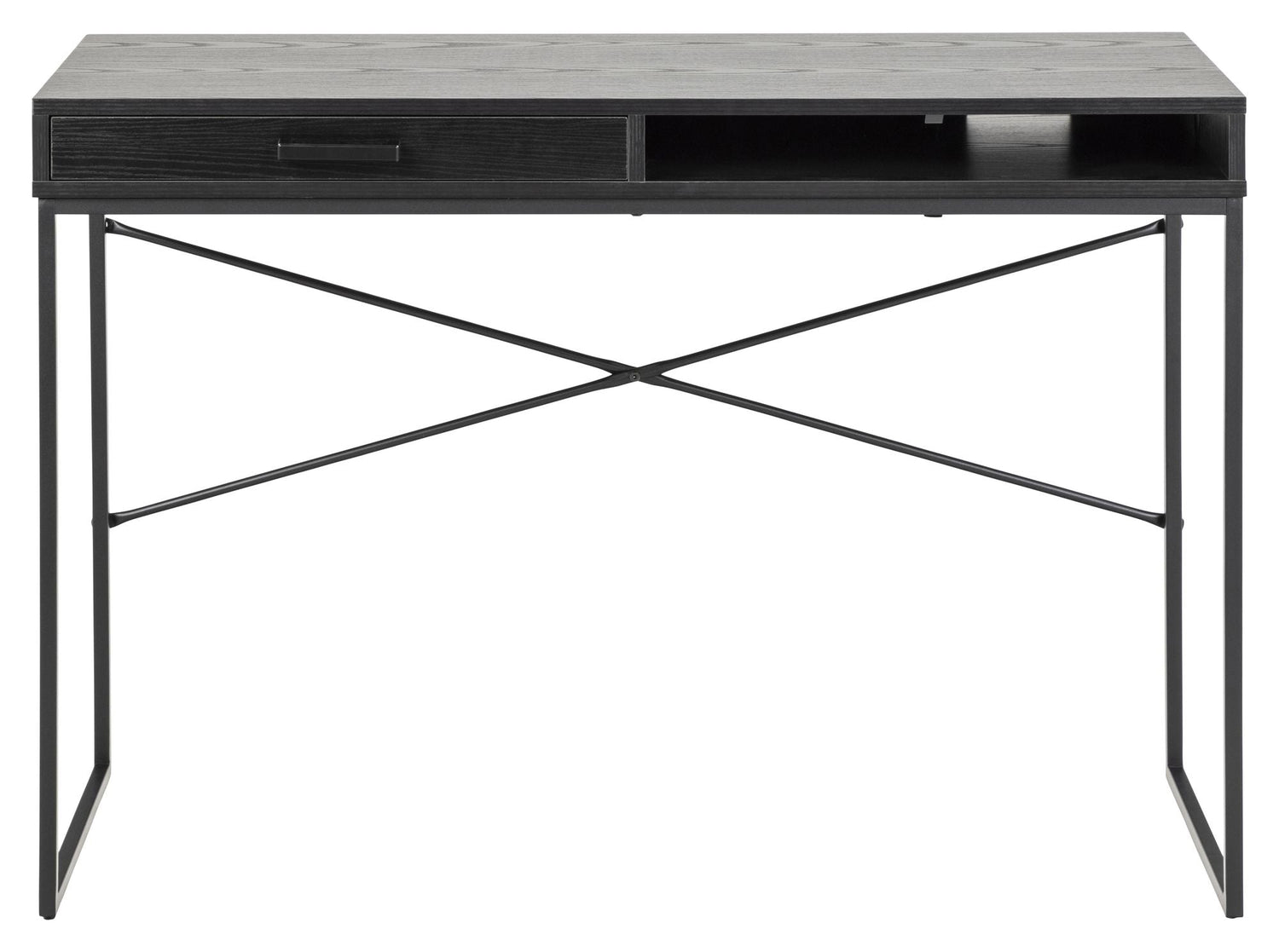 Seaford Skrivebord m. 1 skuffe, Melamin ask sort - Unoliving.com
