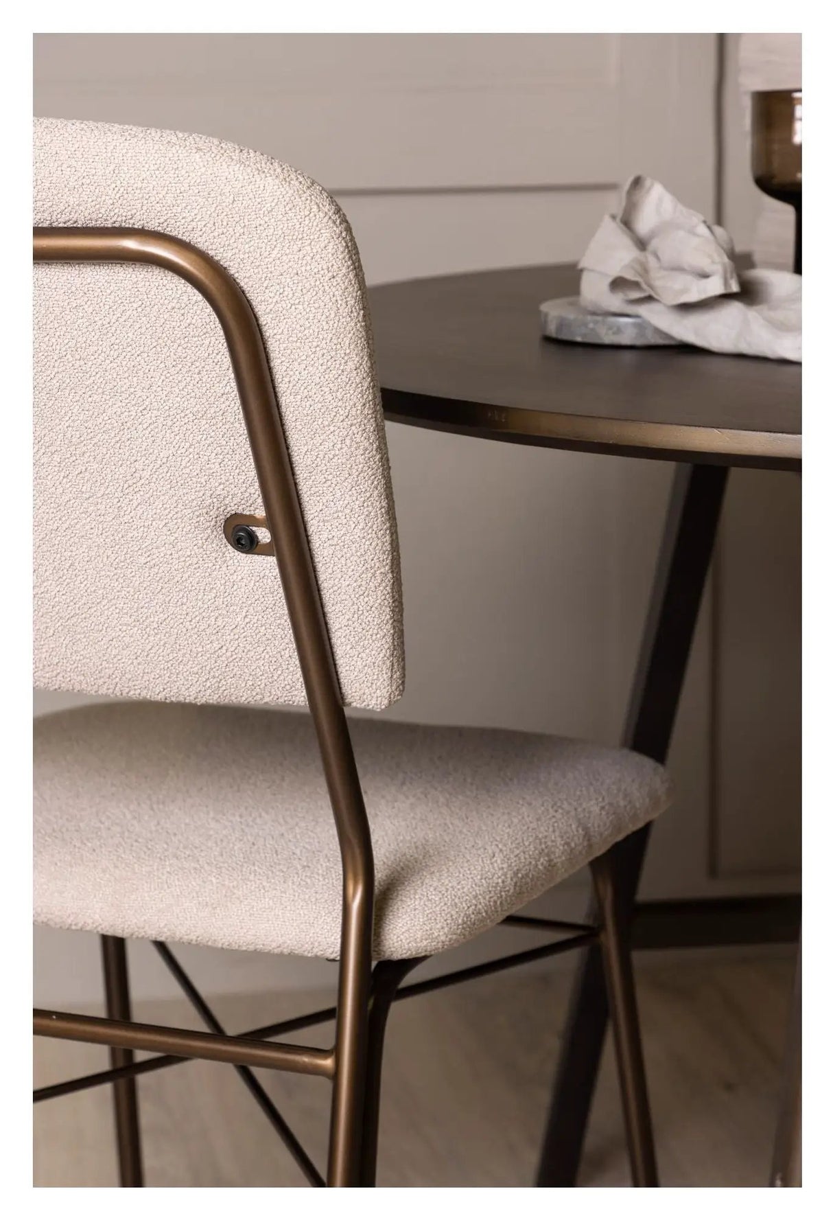 Seda Spisebordsstol, mat Brun, Beige Stof - Unoliving.com