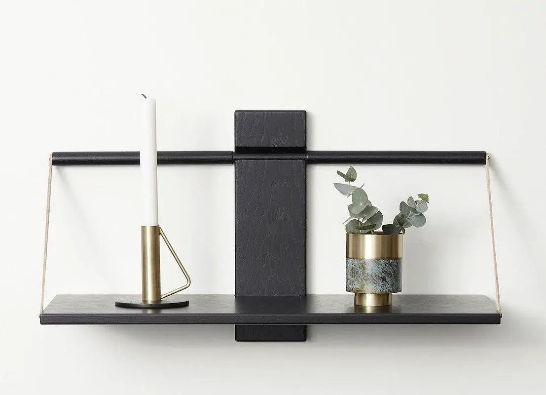 Shelf wood wall, Large, Sort