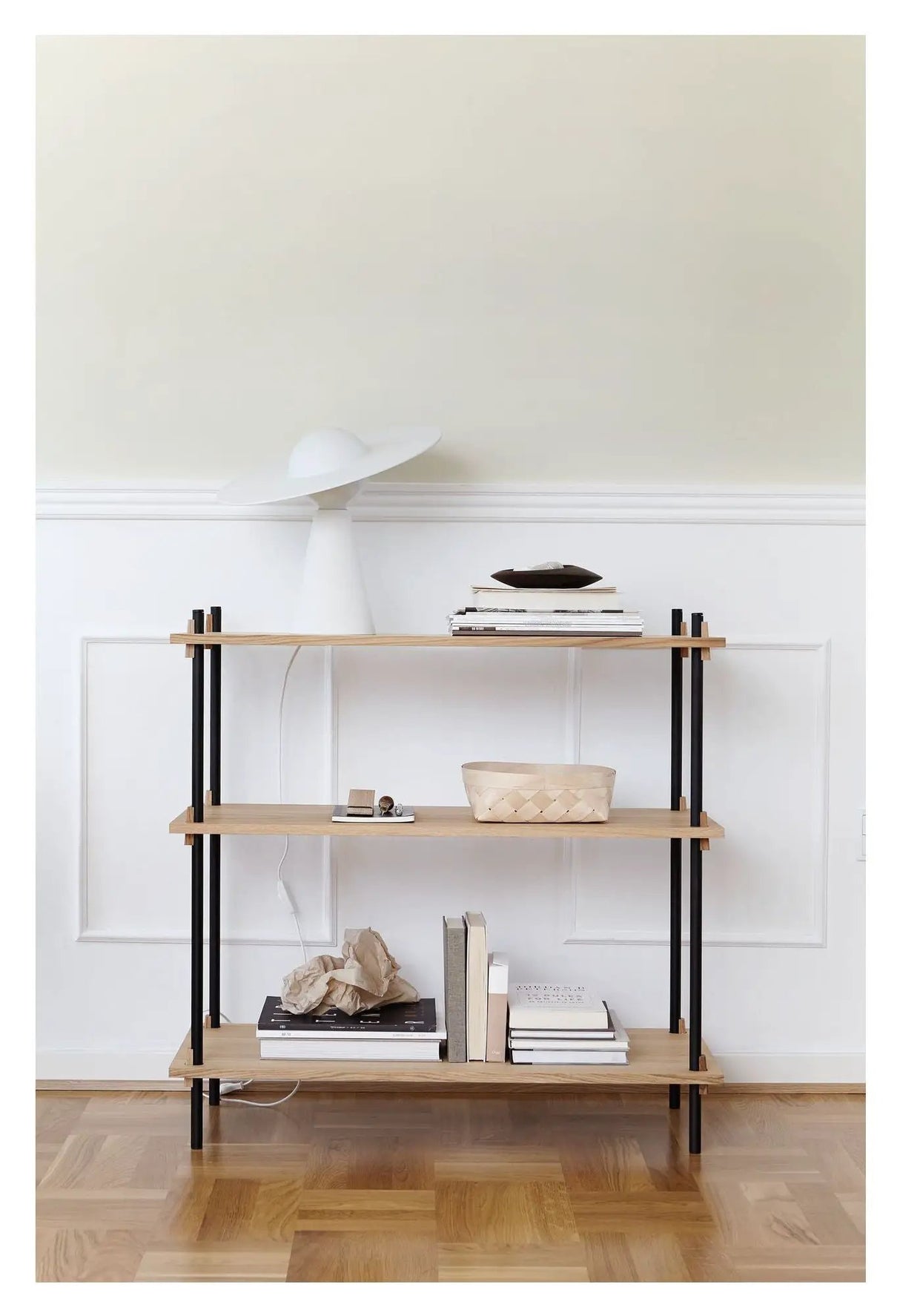 Shelving System, 1 fag, 3 hylder, H:85, Eg/Sort - Unoliving.com