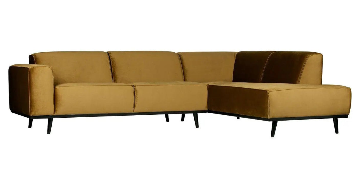 Statement Sofa m/højrevendt chaise - Honninggul velour - Unoliving.com