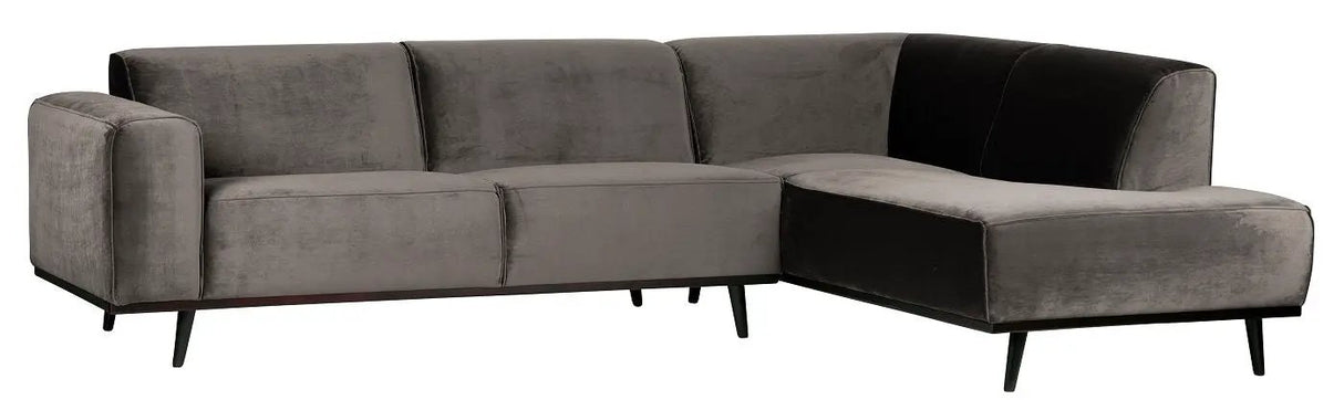 Statement Sofa m/højrevendt chaise, Taupe velour - Unoliving.com