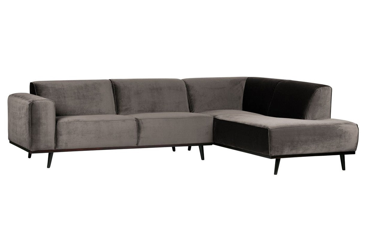 Statement Sofa m/højrevendt chaise, Taupe velour - Unoliving.com