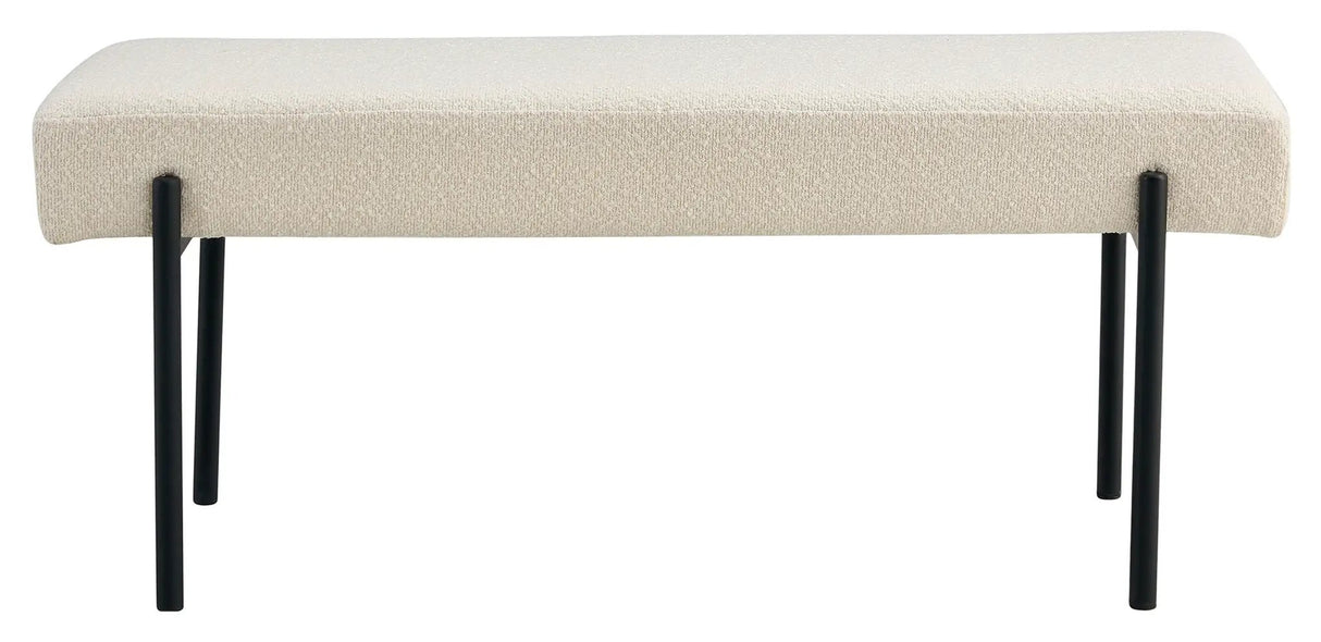 Swindon Bænk 100x36x42,5, Bouclé, Hvid m. sorte ben - Unoliving.com