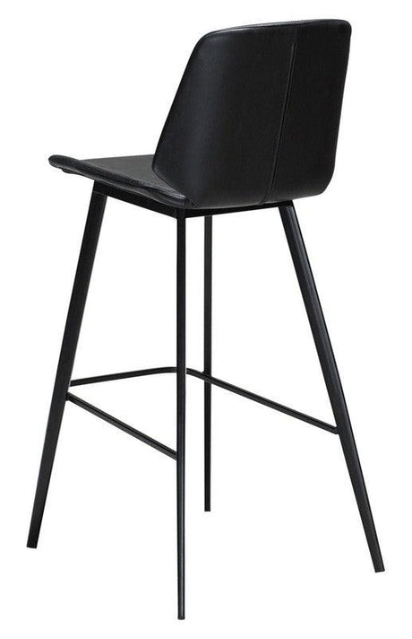 Swing Barstol, vintage sort kunstlæder, sorte ben - Unoliving.com