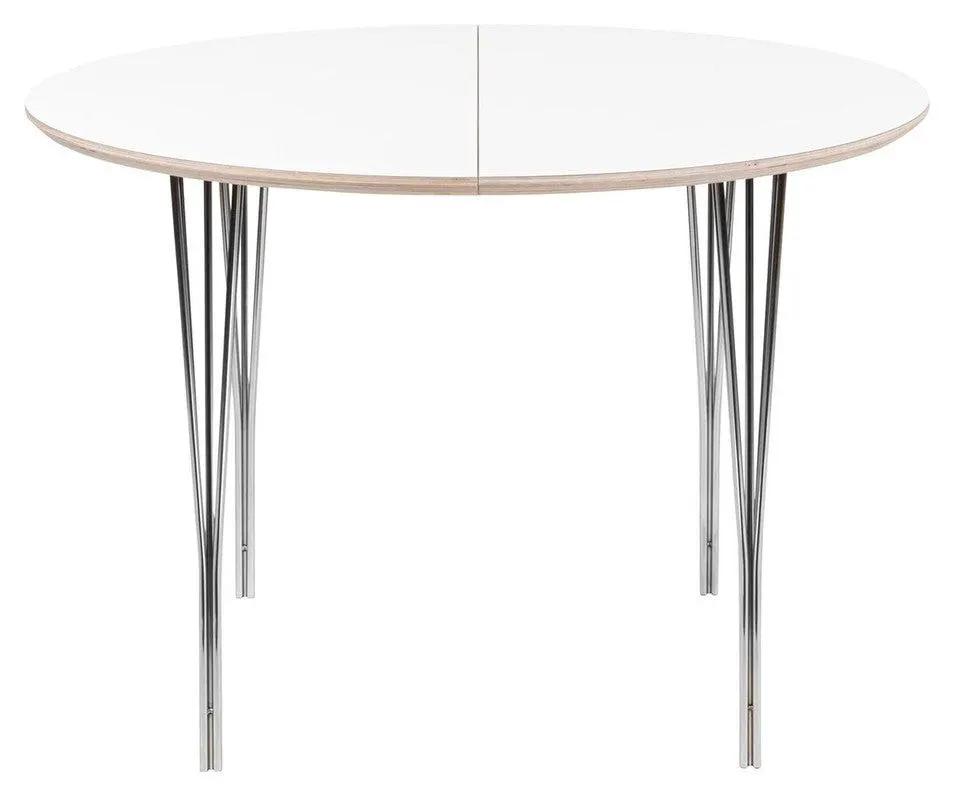 Symphony Spisebord 82 Hvidlamineret/Krom, Ø105 - Unoliving.com
