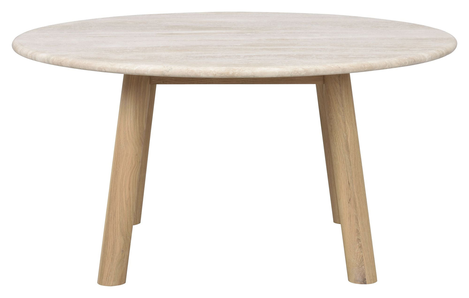 Taransay Sofabord, Beige travertin, Hvid pigm., Ø90 - Unoliving.com