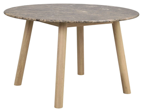 Taransay Spisebord, Brun marmor, Hvid pigm., Ø125 - Unoliving.com