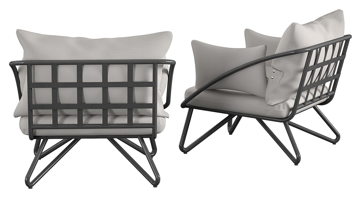 Teddi Loungestol til haven, Sæt af 2 stk., Sort - Unoliving.com