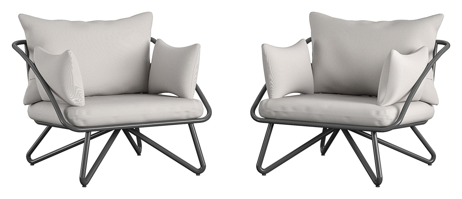 Teddi Loungestol til haven, Sæt af 2 stk., Sort - Unoliving.com