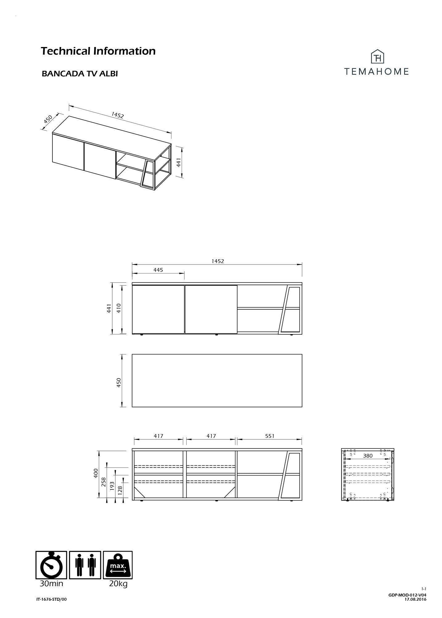 Temahome Albi Tvbord - Lys Egefinér - Unoliving.com