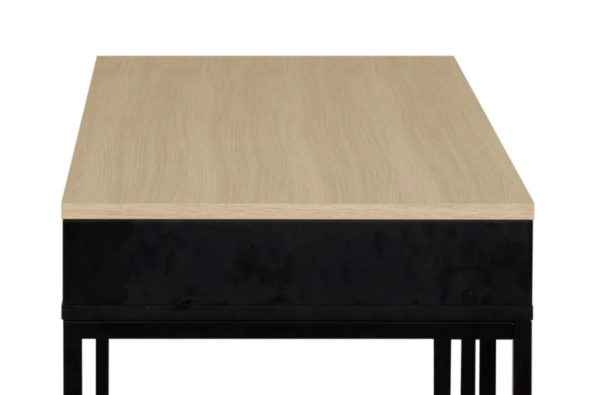 Temahome City Skrivebord 130x50 - Lys egefinér/Sort - Unoliving.com