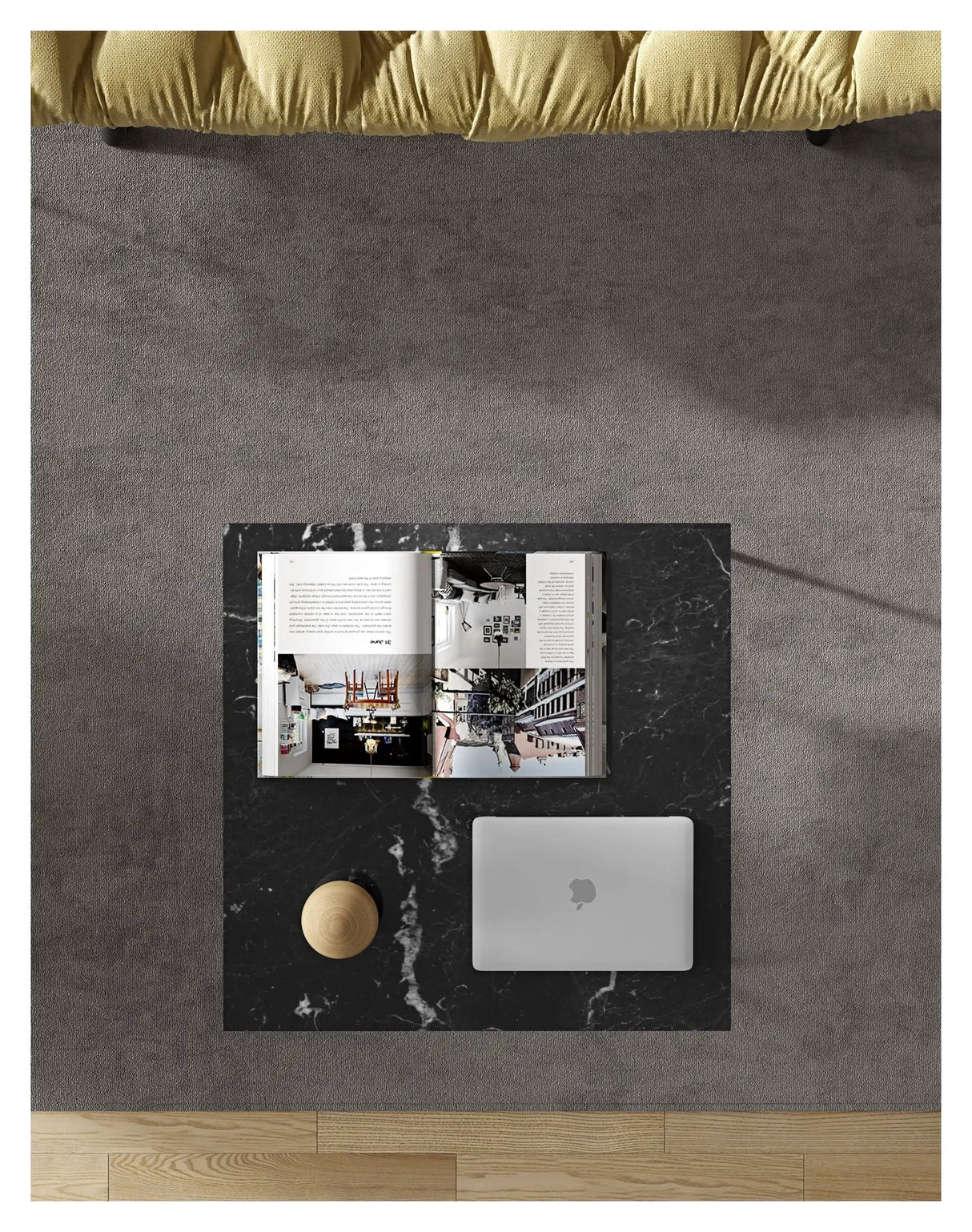 Temahome Gleam Sofabord - Sort marmor, sort stel 75 cm - Unoliving.com