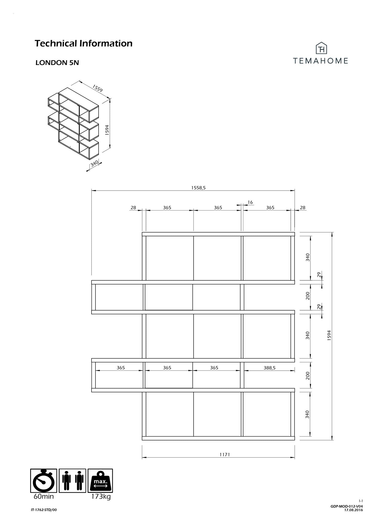 Temahome London Reol - Valnød H:160 - Unoliving.com