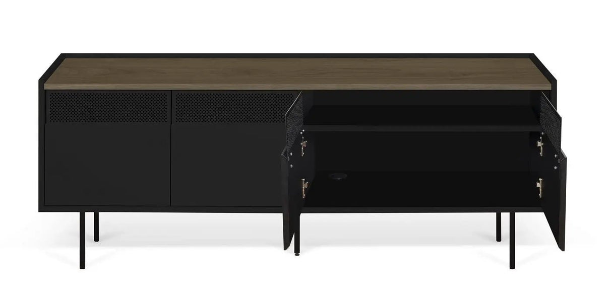 Temahome Radio Tvbord - Valnøddefinér/Sort