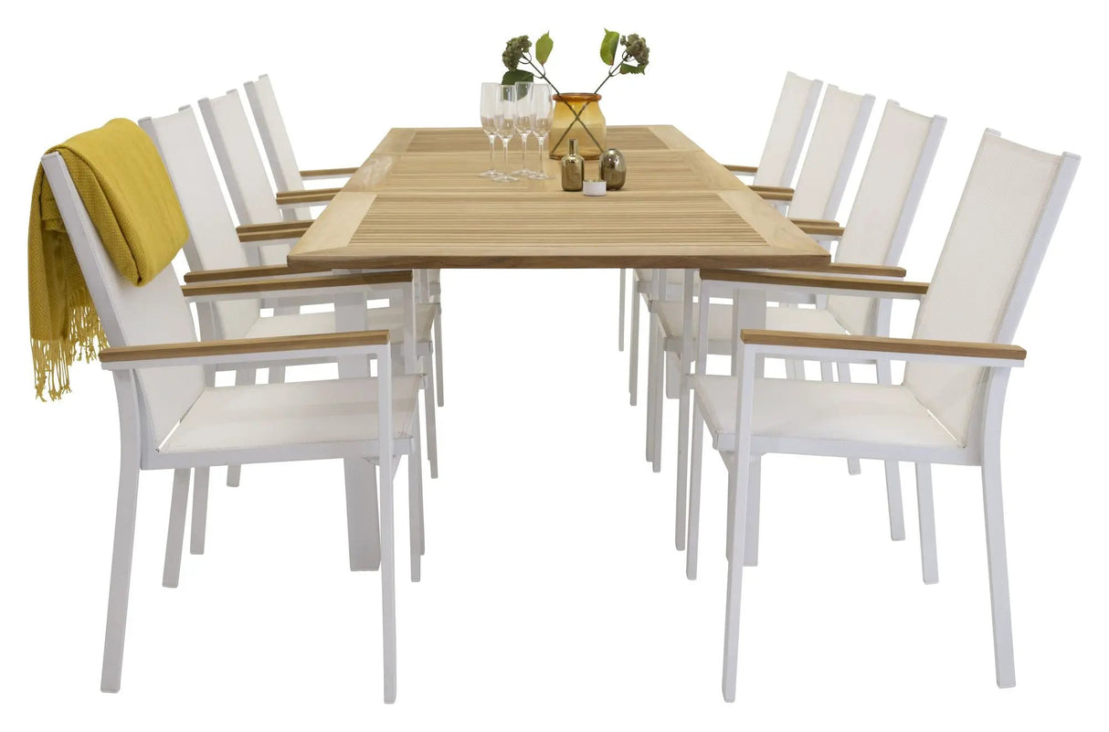 Texas Havestol, stabelbar, Hvid/teak, box - Unoliving.com